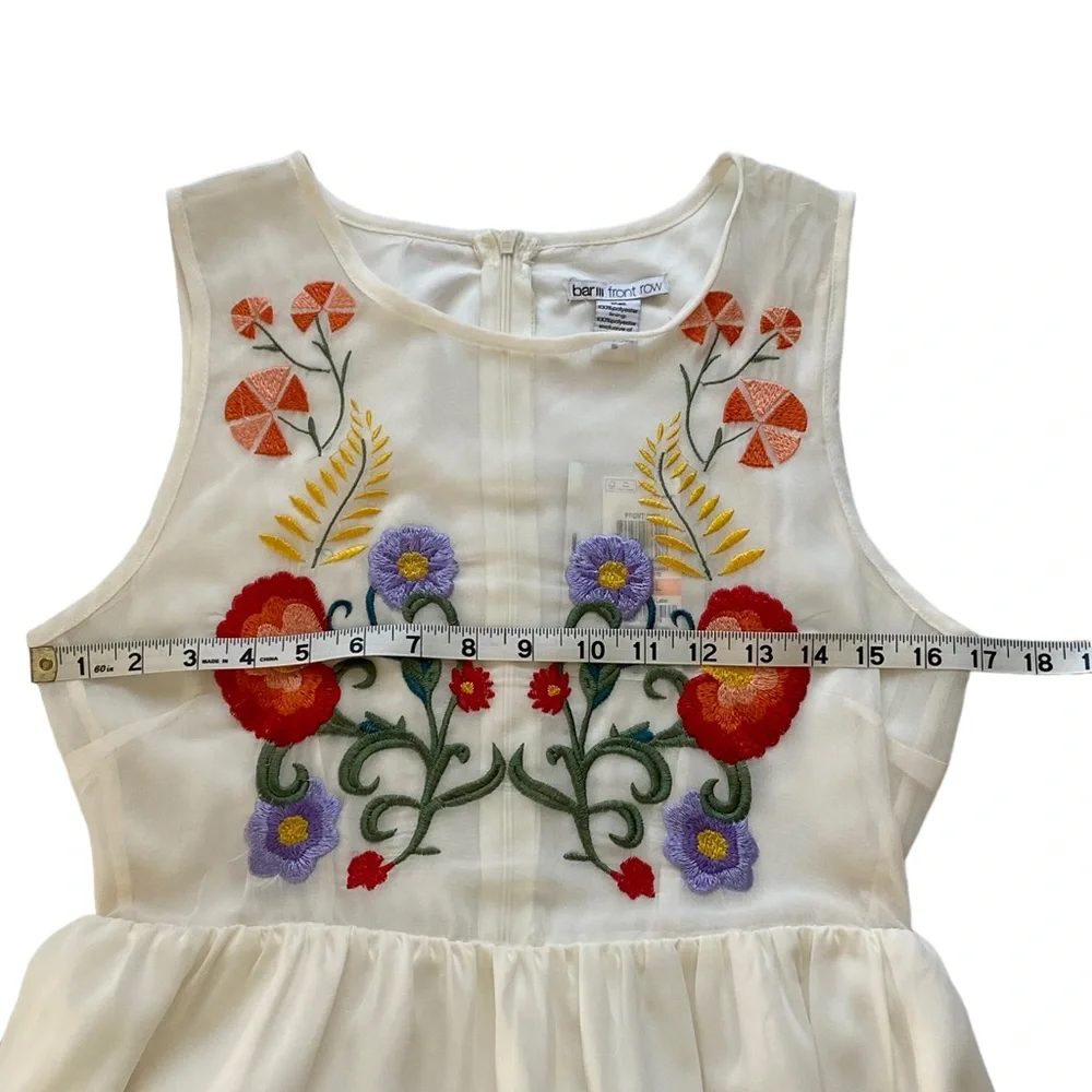 BAR III Women’s Sleeveless Floral Embroidered Mesh Bodice Dress Size: S - Picture 8 of 10
